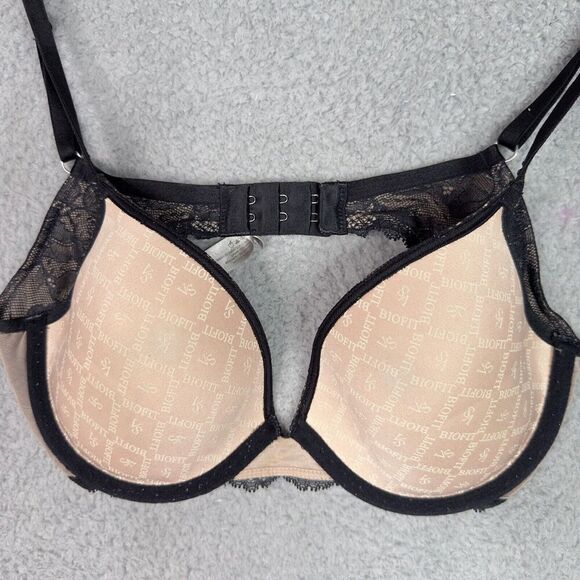Victoria's Secret Bra Womens Biofit Demi Uplift Nude‎ with Black Lace 36c Straps - Picture 6 of 9